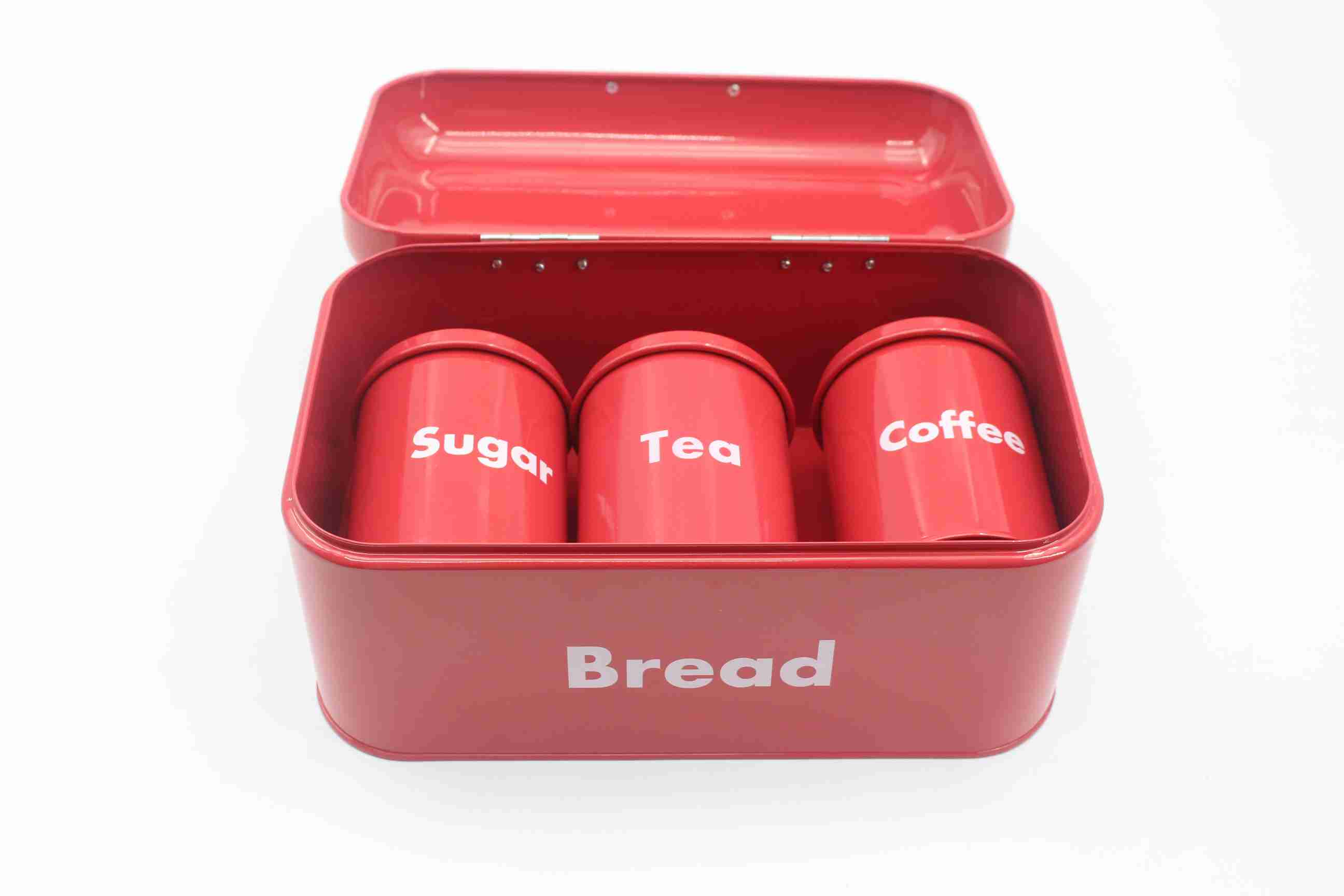 Galvanized Red Bread Box and Storage Canister 4-Piece Set (1).jpg
